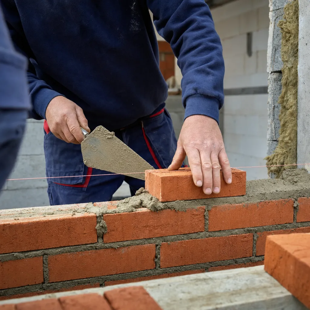 Carter LS builder laying brickwork on site